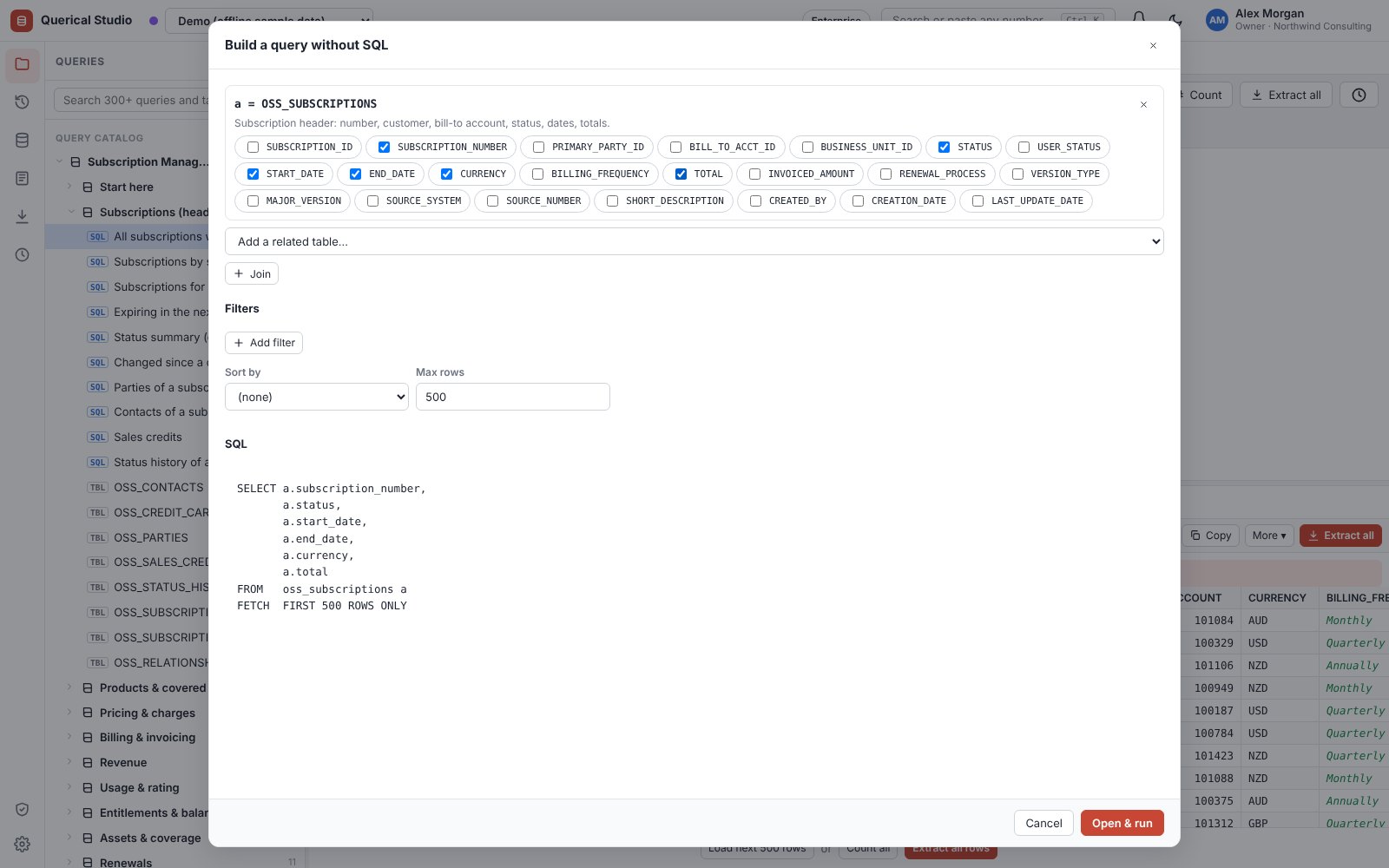 Visual query builder